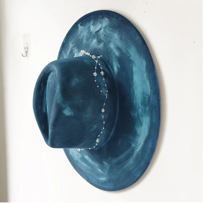 Retro Suede Fedora Hat with Feather Accessories