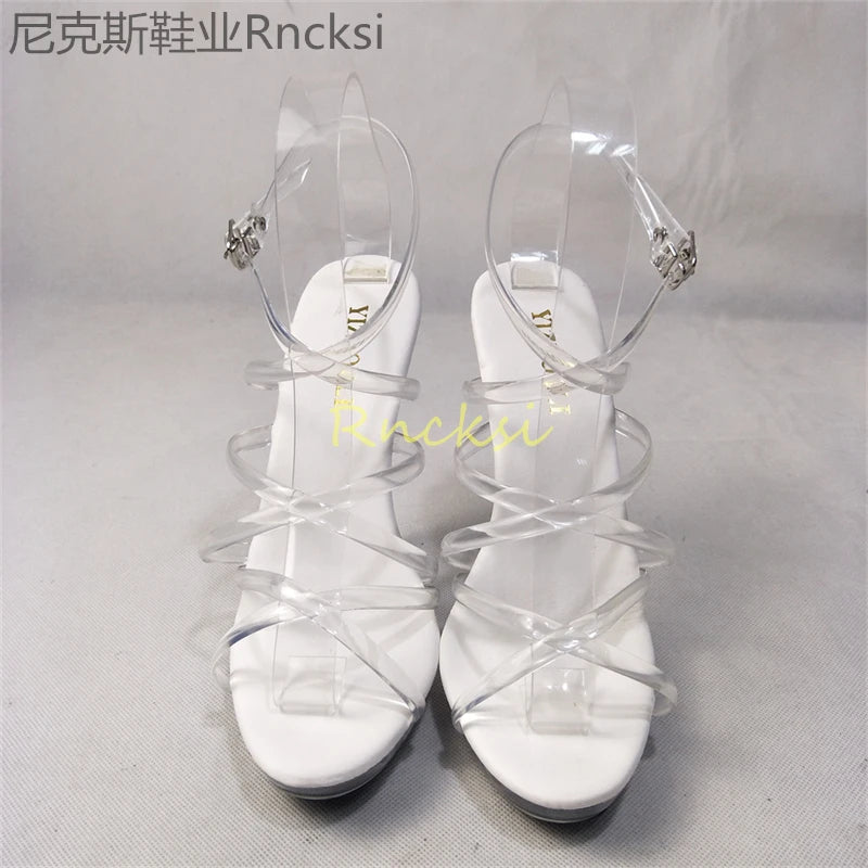 13cm High-heeled sandals women's new summer transparent fashion shoes