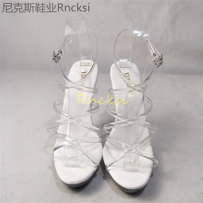 13cm High-heeled sandals women's new summer transparent fashion shoes
