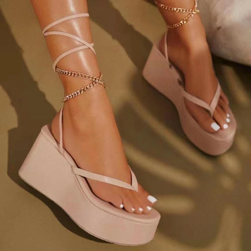 New Women Sandals Clip-toe High Heels Platform Wedges Ladies