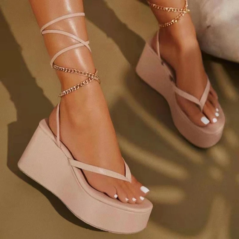 New Women Sandals Clip-toe High Heels Platform Wedges Ladies