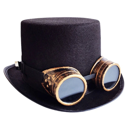 Steampunk Men Hat With Goggles Gay Top Hat Jazz Hat Gothic Steampunk