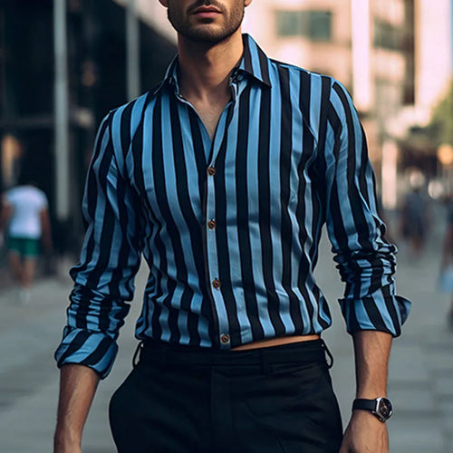 Casual Shirts Men Leopard Print Vintage Button-up Lapel Shirt