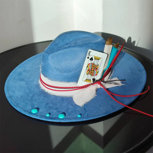 Retro Suede Fedora Hat with Feather Accessories