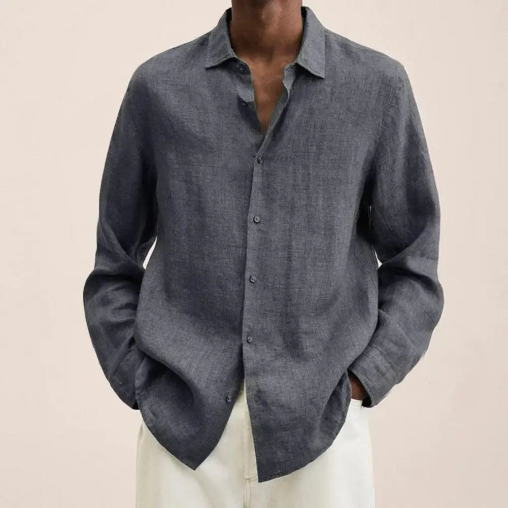 Spring Summer Men's Breathable Casual Cotton Linen Solid Colors