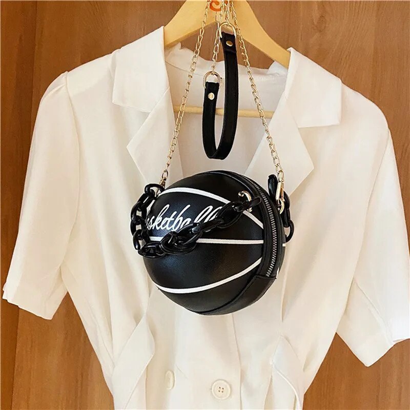 Personalized Basketball Bag Women Chains Handbags Letters Print