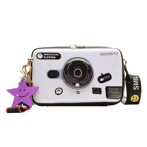 Trendy Camera Design Cartoon Print PU Female Shoulder Bag Crossbody