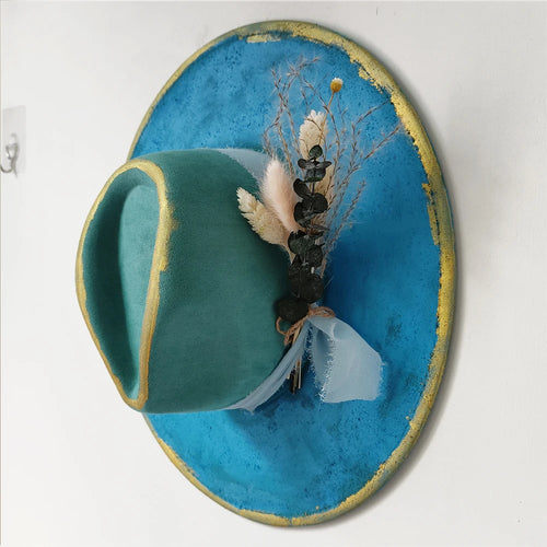 Retro Suede Fedora Hat with Feather Accessories
