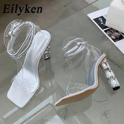 Eilyken Summer Crystal Embellished High Heel Sandals Women Diamond