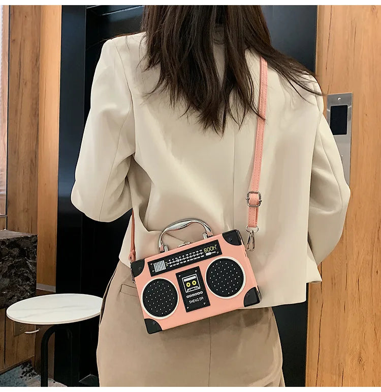 Fun Creative Radio Shape Women Handbag Fun Retro Individual Crossbody