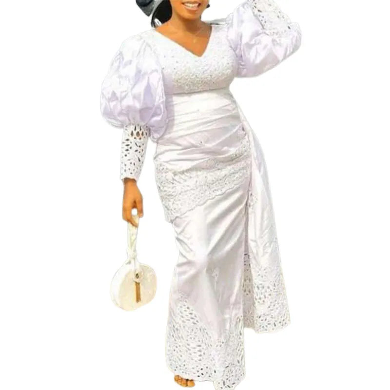 Dashiki African Dresses for Women White New Elegant African Robe