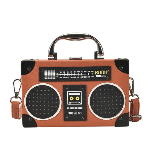 Fun Creative Radio Shape Women Handbag Fun Retro Individual Crossbody