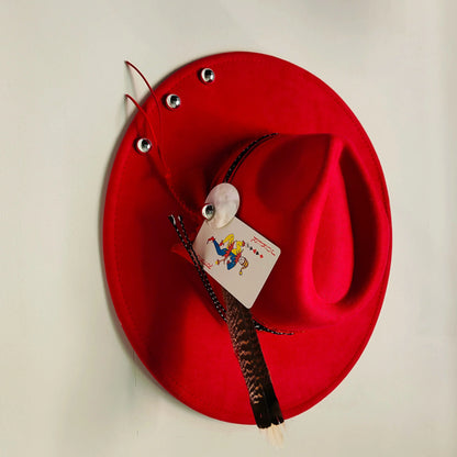 Retro Suede Fedora Hat with Feather Accessories