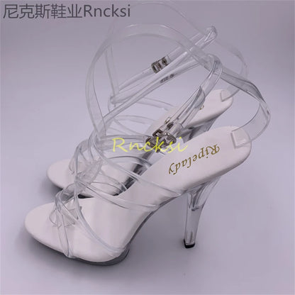 13cm High-heeled sandals women's new summer transparent fashion shoes