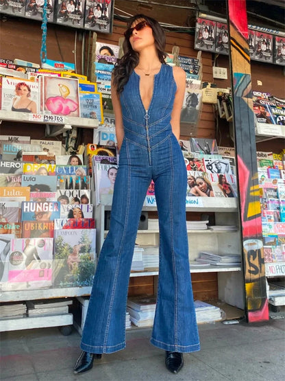 TARUXY Backless Heart Cutout Bodycon Jumpsuit For Women Casual