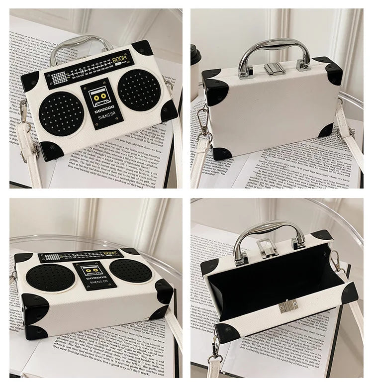 Fun Creative Radio Shape Women Handbag Fun Retro Individual Crossbody