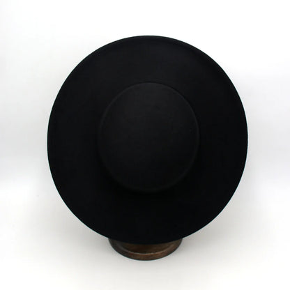 10cm Big Wide Brim French Fedora Hat Solid Classic Wool Jazz Flat Brim