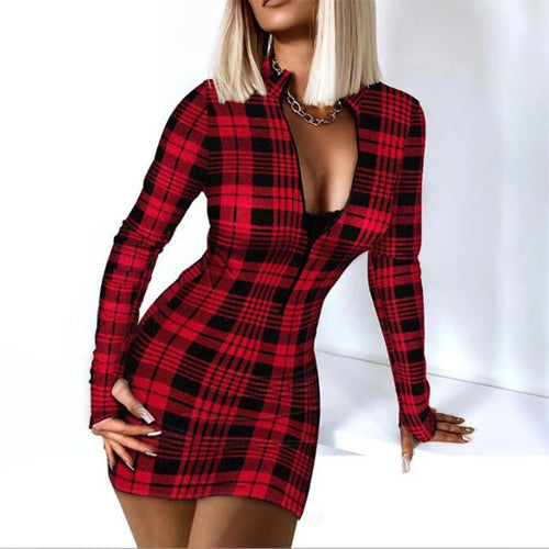 Sexy Bodycon Long Sleeve Dress Women 3D Print Black Mini Party Dresses