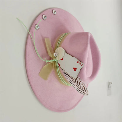Retro Suede Fedora Hat with Feather Accessories