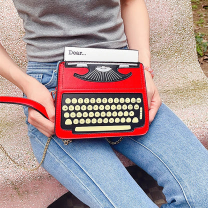 Fun Typewriter Screen Print Shaped Women Handbags and Shoulder Bag