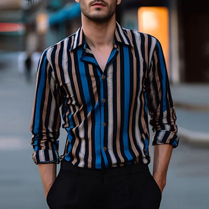 Casual Shirts Men Leopard Print Vintage Button-up Lapel Shirt