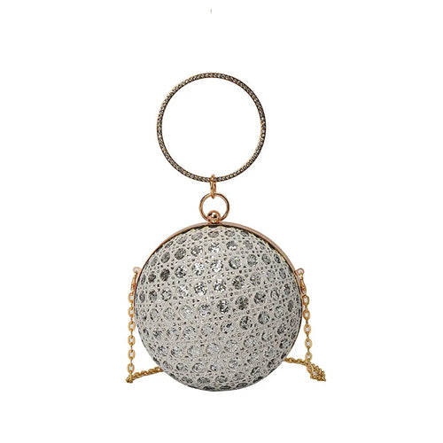 Sparkly Round Evening Purses for Women Shiny Diamonds Handbag Unusual