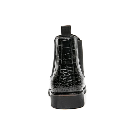 Men Classic Chelsea Boots PU Crocodile Pattern Square Toe Wear Fashion