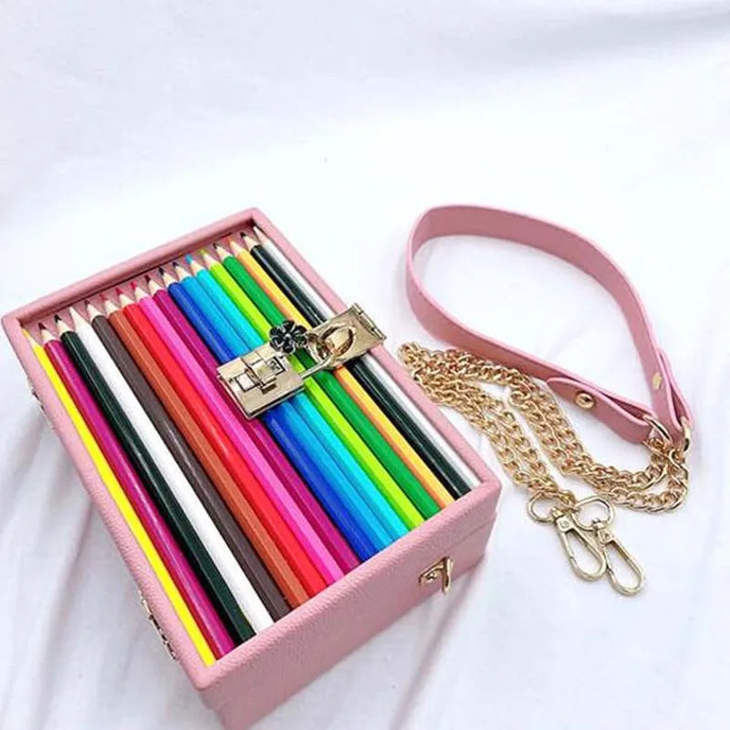 Color Pencil Box Style Purses and Handbags for Women Party Clutch Bag