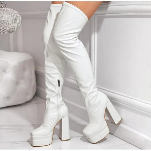 Pre Sale of New European and American Fashion Thick Heeled Knee Boots