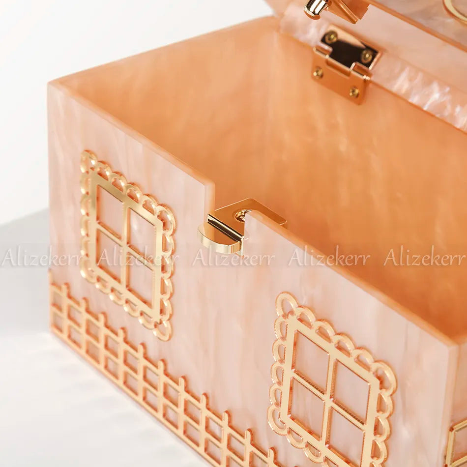 Alizekerr Acrylic Box Evening Clutch Bags Women Luxury Designer