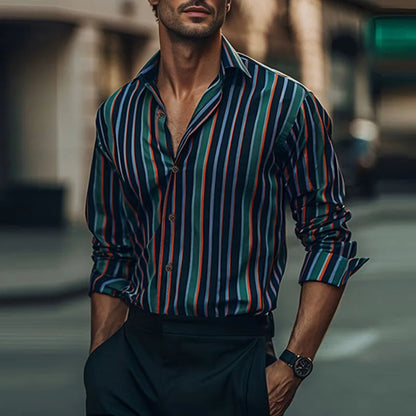 Casual Shirts Men Leopard Print Vintage Button-up Lapel Shirt