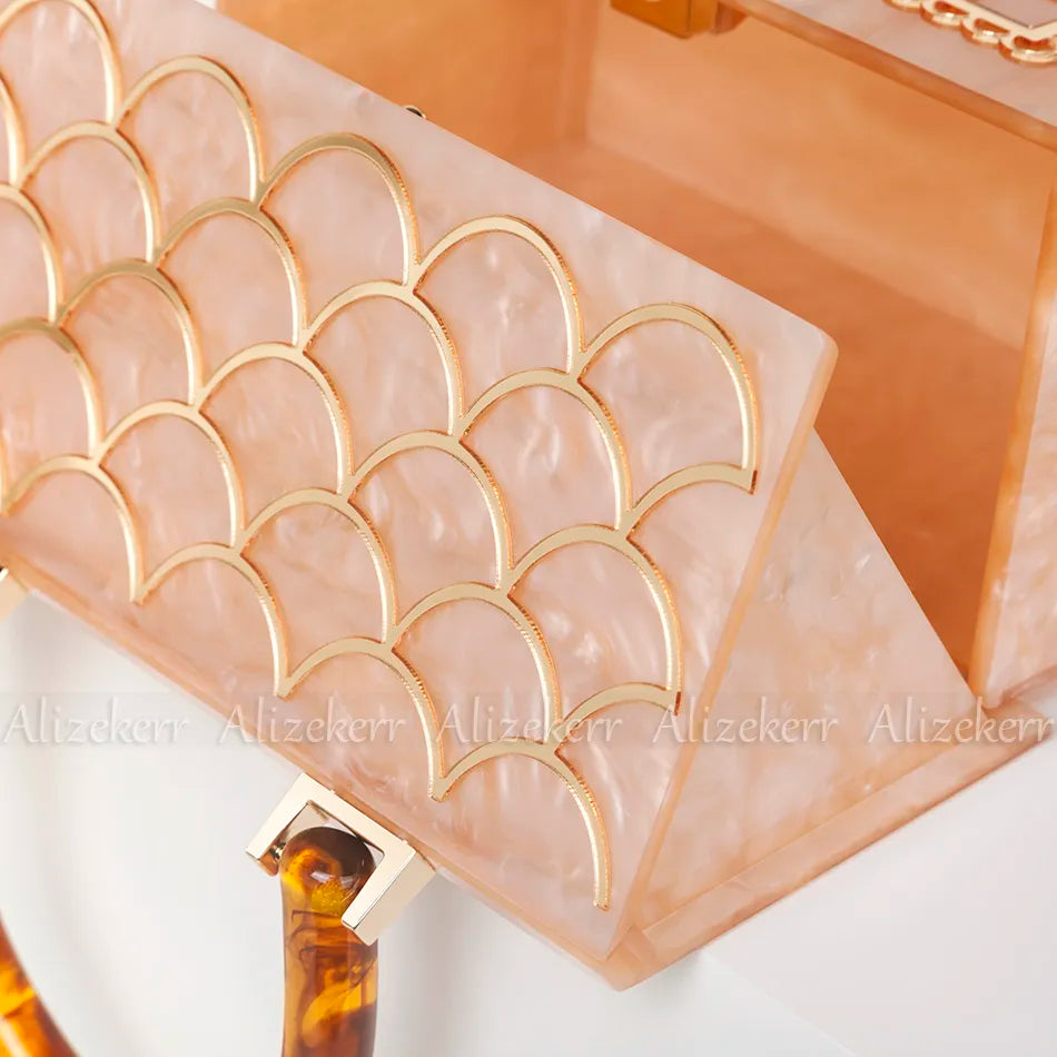 Alizekerr Acrylic Box Evening Clutch Bags Women Luxury Designer