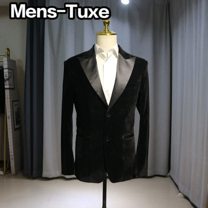 Velvet Mens Suits Slim Fit Groomsmen Wedding Tuxedos 2 Pieces Sets