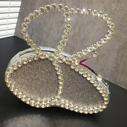 White Rhinestone Pink Butterfly Wedding Evening Clutches New Arrival