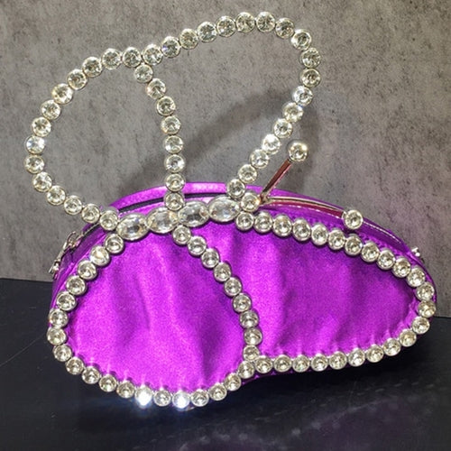 White Rhinestone Pink Butterfly Wedding Evening Clutches New Arrival