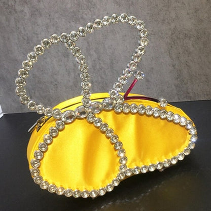 White Rhinestone Pink Butterfly Wedding Evening Clutches New Arrival