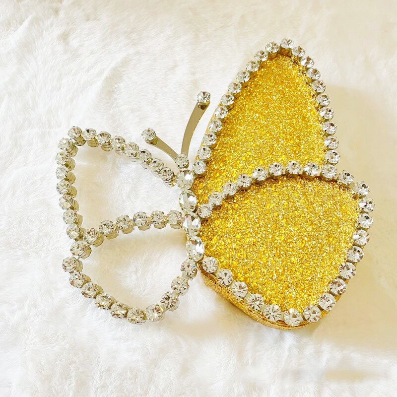 White Rhinestone Pink Butterfly Wedding Evening Clutches New Arrival