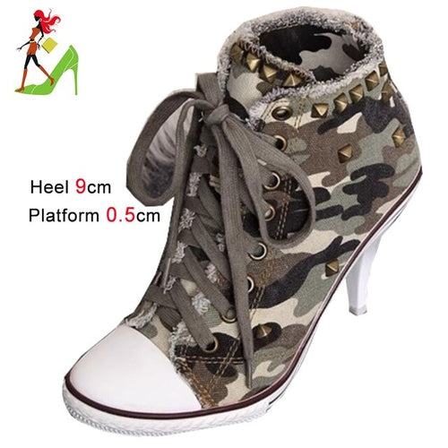 Women Boots Short High Heels Shoes For Women Botas British Style Rivet