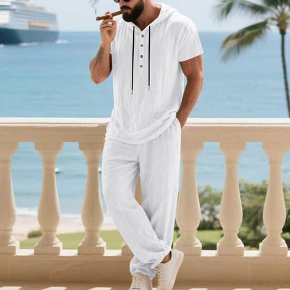 Men's Casual Linen Loose American-Style Pants Suit