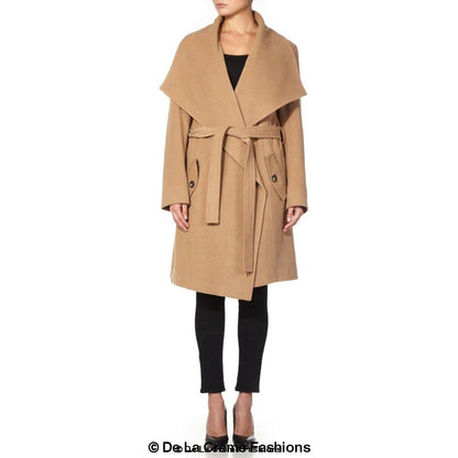 Wool Blend Large Lapel Duster Coat