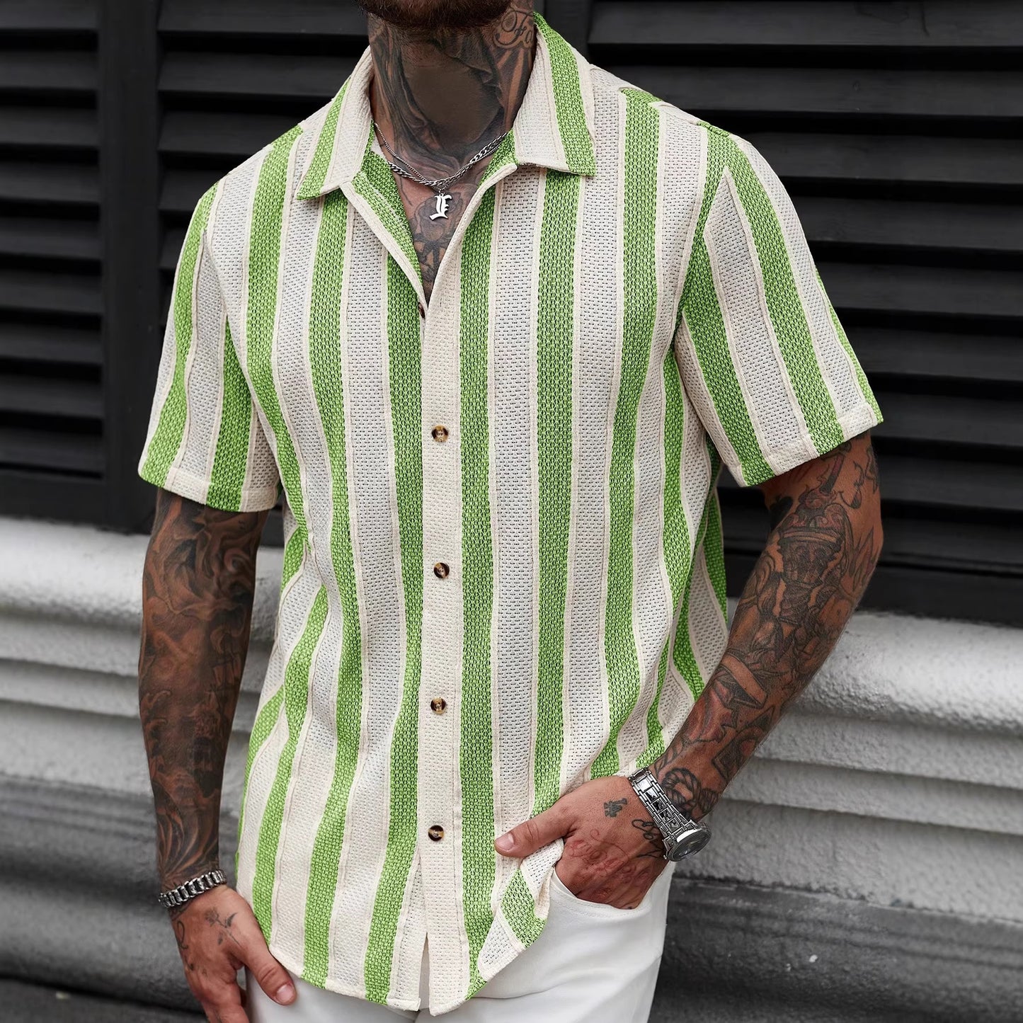 European And American Men's V-Neck Shirt