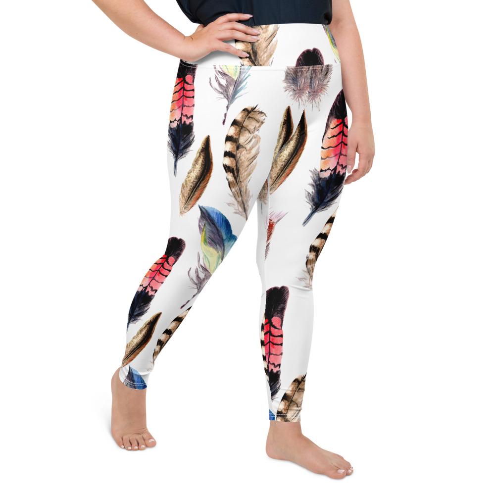 Plus Size Boho Feather Leggings