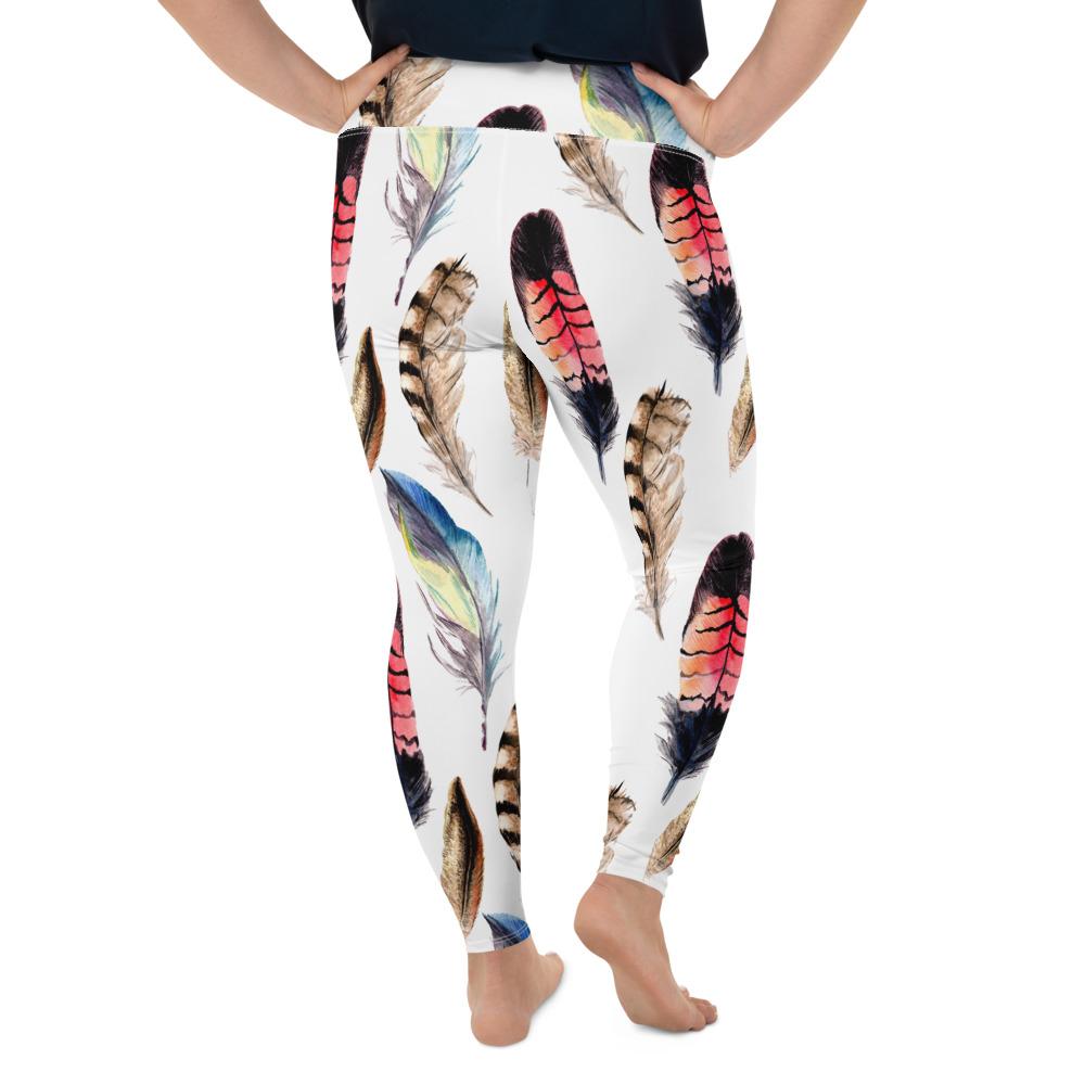 Plus Size Boho Feather Leggings