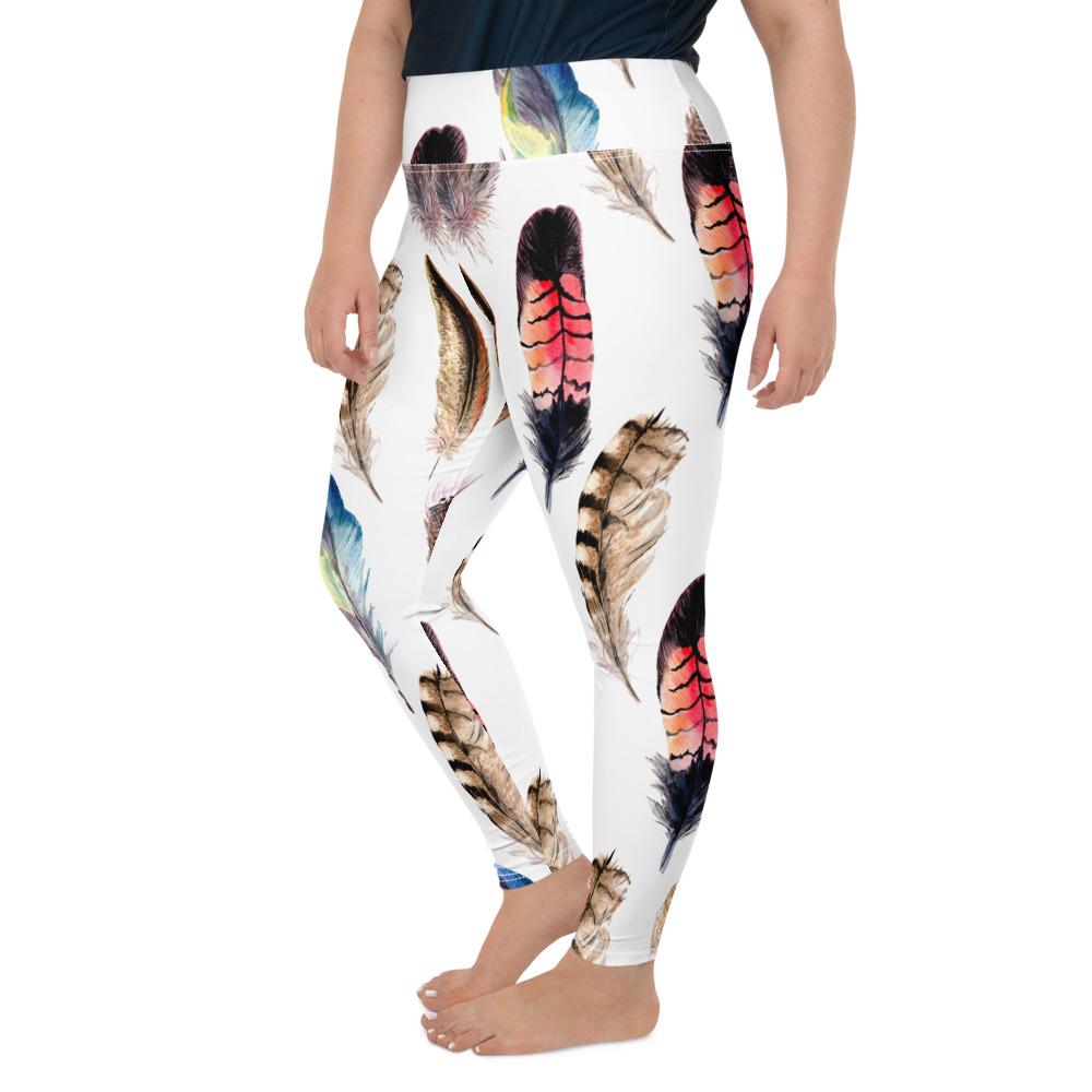 Plus Size Boho Feather Leggings