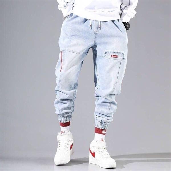 Streetwear Hip Hop Men's Denim Cargo Harun Joggers Pants