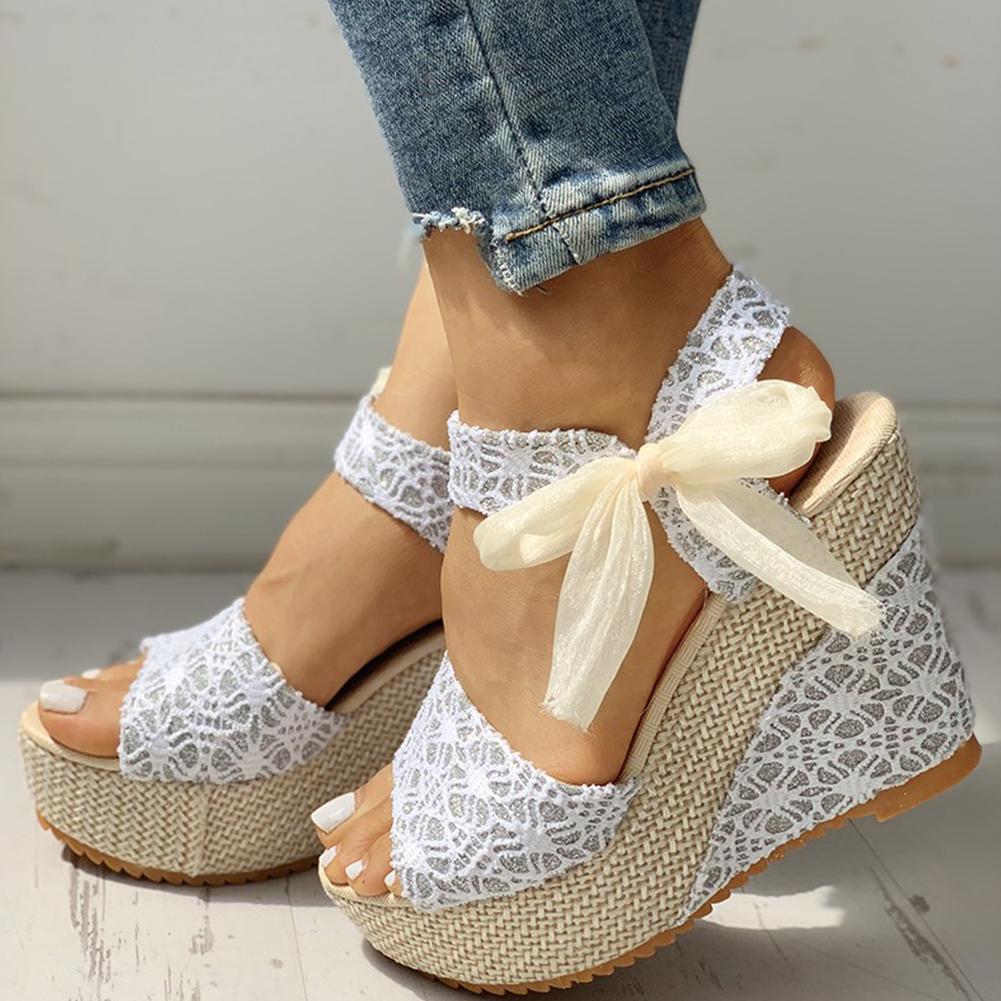 INS hot lace Leisure Women Wedges heeled women Shoes Summer