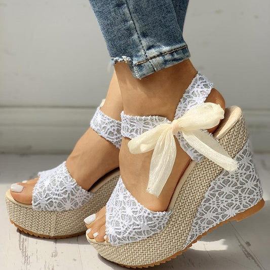 INS hot lace Leisure Women Wedges heeled women Shoes Summer