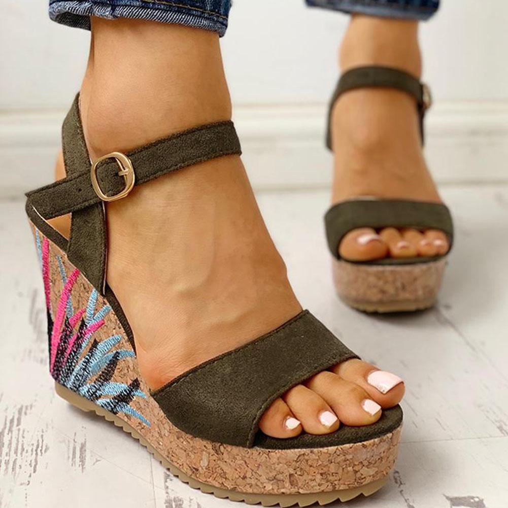 Wedges 4-inch Casual Platform Print