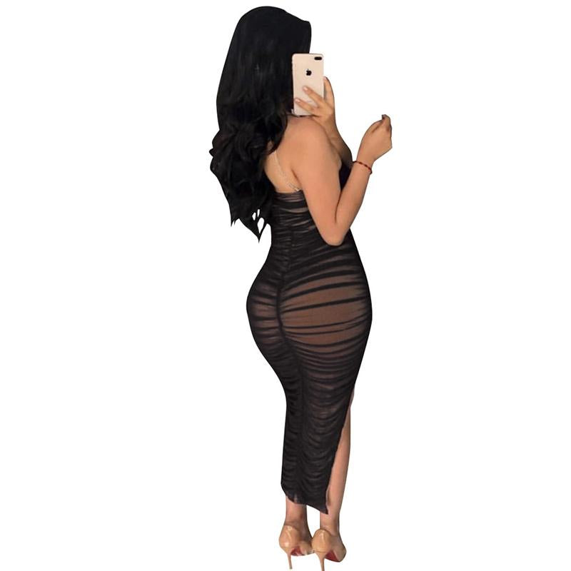 Fashion New Pleated Bodycon Slit Dress Sexy Summer high quality